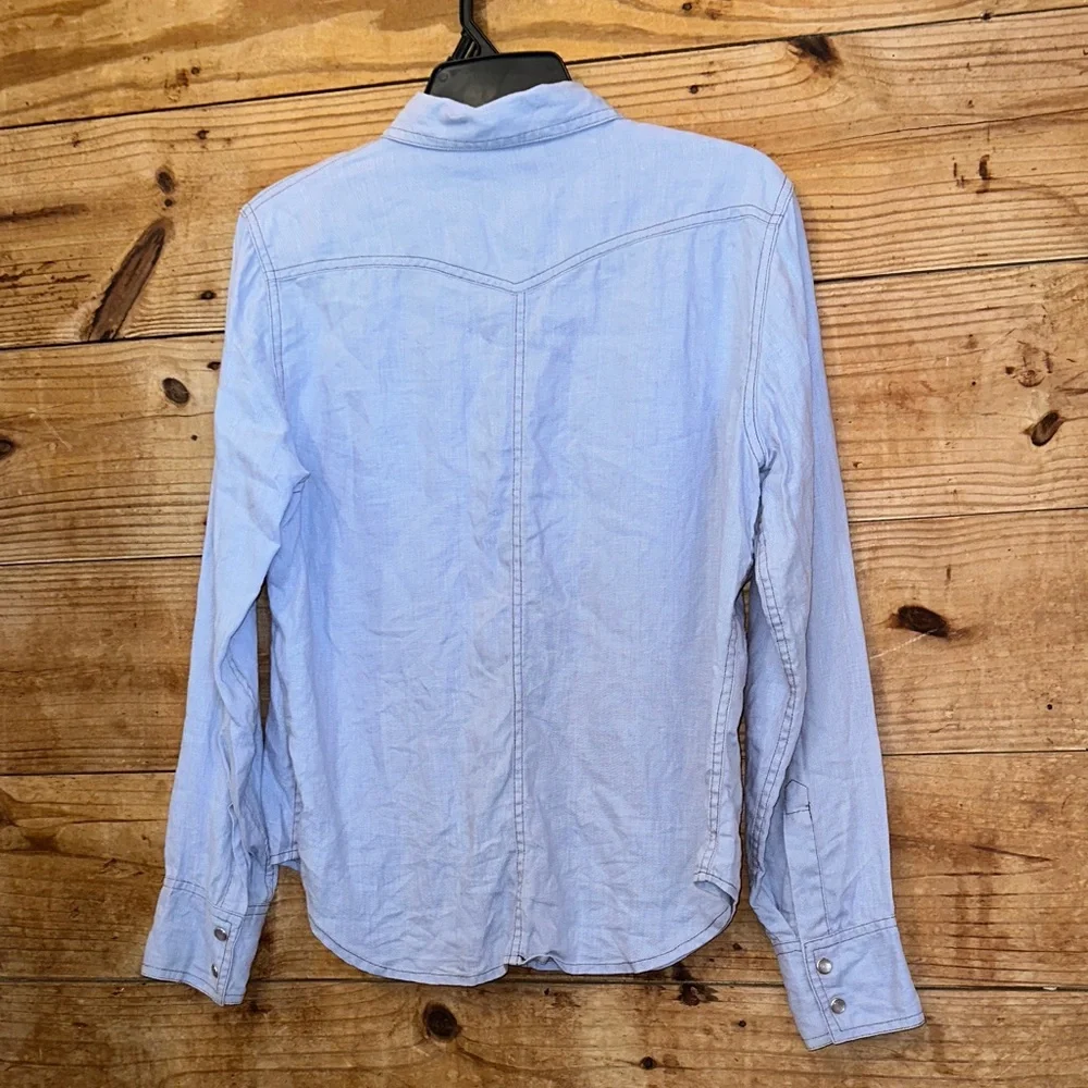 Sundance 100% Linen Snap Button-Up Shirt - Picture 3 of 9